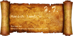 Hanich Tamás névjegykártya